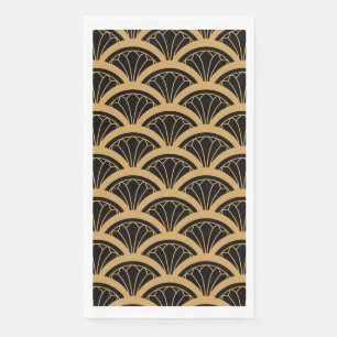 Gold en Black Art Deco Fan Flower Pattern Servet