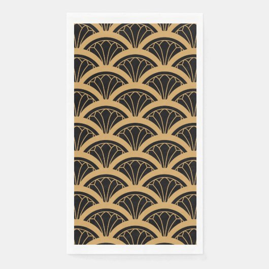 Gold en Black Art Deco Fan Flower Pattern Servet (Voorkant)