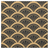 Gold en Black Art Deco Fan Flower Pattern Stof (Swatch)