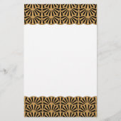 Gold en Black Art Deco Fan Flowers Motif Briefpapier (Voorkant)