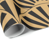 Gold en Black Art Deco Fan Flowers Motif Cadeaupapier (Rol Hoek)