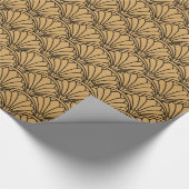 Gold en Black Art Deco Fan Flowers Motif Cadeaupapier (Hoek)