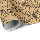 Gold en Black Art Deco Fan Flowers Motif Cadeaupapier (Rol Hoek)