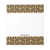 Gold en Black Art Deco Fan Flowers Motif Notitieblok (Voorkant)