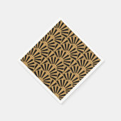 Gold en Black Art Deco Fan Flowers Motif Servet (Hoek)