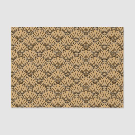 Gold en Black Art Deco Fan Flowers Motif Tissuepapier (Voorkant)