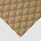 Gold en Black Art Deco Fan Flowers Motif Tissuepapier (Detail)