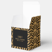 Gold en Black Art Deco Fan Flowers Vrijgezellenfee Bedankdoosjes (Geopend)
