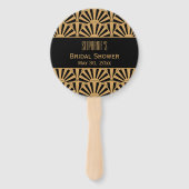 Gold en Black Art Deco Fan Flowers Vrijgezellenfee Handwaaier (Achterkant)