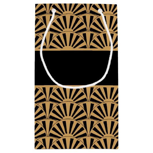 Gold en Black Art Deco Fan Flowers Vrijgezellenfee Klein Cadeauzakje (Achterkant)