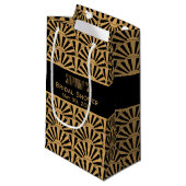 Gold en Black Art Deco Fan Flowers Vrijgezellenfee Klein Cadeauzakje (Voorkant Gekanteld)