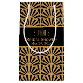 Gold en Black Art Deco Fan Flowers Vrijgezellenfee Klein Cadeauzakje (Voorkant)