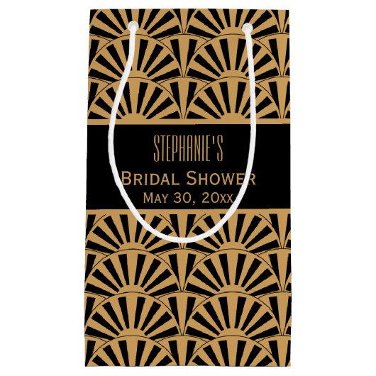 Gold en Black Art Deco Fan Flowers Vrijgezellenfee Klein Cadeauzakje (Voorkant)