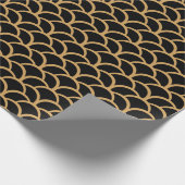 Gold en Black Art Deco Fish Scale Pattern Cadeaupapier (Hoek)