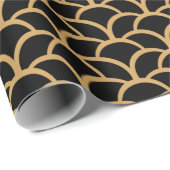 Gold en Black Art Deco Fish Scale Pattern Cadeaupapier (Rol Hoek)