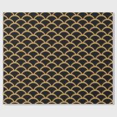 Gold en Black Art Deco Fish Scale Pattern Cadeaupapier (Vlak)
