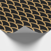 Gold en Black Art Deco Fish Scale Pattern Cadeaupapier (Hoek)