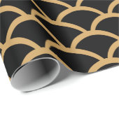 Gold en Black Art Deco Fish Scale Pattern Cadeaupapier (Rol Hoek)