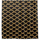 Gold en Black Art Deco Fish Scale Pattern Douchegordijn (Voorkant)