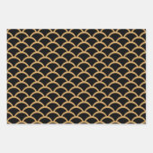 Gold en Black Art Deco Fish Scale Pattern Inpakpapier Vel (Voorkant 3)