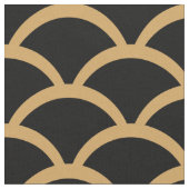 Gold en Black Art Deco Fish Scale Pattern Stof (Close Up)