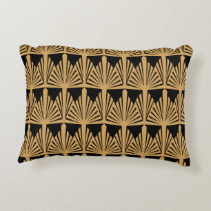 Gold- en Black Art Deco-patroon Accent Kussen