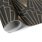 Gold- en Black Art Deco-patroon Cadeaupapier (Rol Hoek)