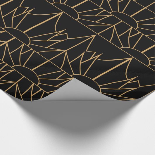 Gold- en Black Art Deco-patroon Cadeaupapier (Hoek)