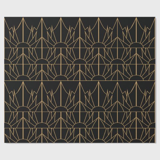 Gold- en Black Art Deco-patroon Cadeaupapier (Vlak)