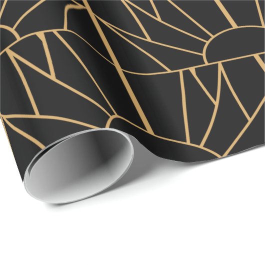 Gold- en Black Art Deco-patroon Cadeaupapier (Rol Hoek)