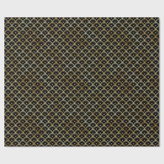Gold- en Black Art Deco-patroon Cadeaupapier (Vlak)