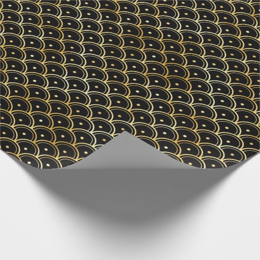 Gold- en Black Art Deco-patroon Cadeaupapier (Hoek)