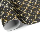 Gold- en Black Art Deco-patroon Cadeaupapier (Rol Hoek)
