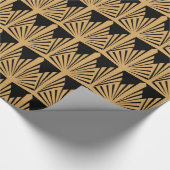 Gold- en Black Art Deco-patroon Cadeaupapier (Hoek)