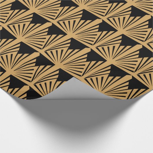 Gold- en Black Art Deco-patroon Cadeaupapier (Hoek)