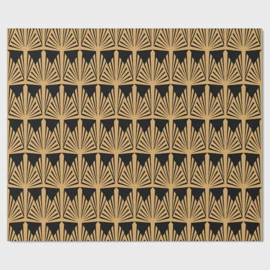 Gold- en Black Art Deco-patroon Cadeaupapier (Vlak)