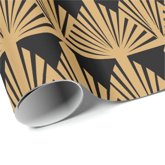 Gold- en Black Art Deco-patroon Cadeaupapier (Rol Hoek)