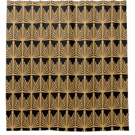 Gold- en Black Art Deco-patroon Douchegordijn (Voorkant)