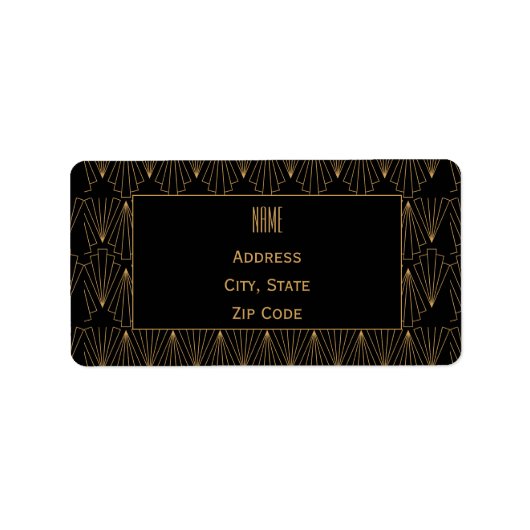 Gold- en Black Art Deco-patroon Etiket (Voorkant)
