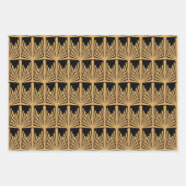 Gold- en Black Art Deco-patroon Inpakpapier Vel (Voorkant 2)