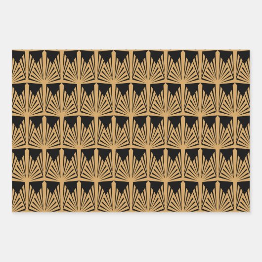 Gold- en Black Art Deco-patroon Inpakpapier Vel (Voorkant)