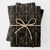 Gold- en Black Art Deco-patroon Inpakpapier Vel (In situ)