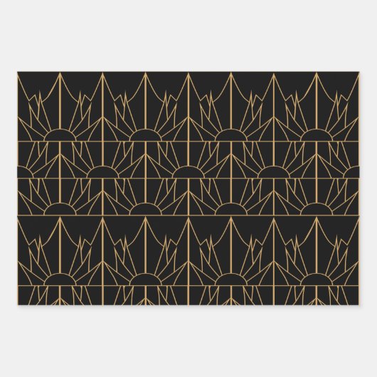 Gold- en Black Art Deco-patroon Inpakpapier Vel (Voorkant)