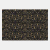 Gold- en Black Art Deco-patroon Inpakpapier Vel (Voorkant 2)