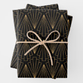 Gold- en Black Art Deco-patroon Inpakpapier Vel (In situ)