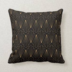 Gold- en Black Art Deco-patroon Kussen