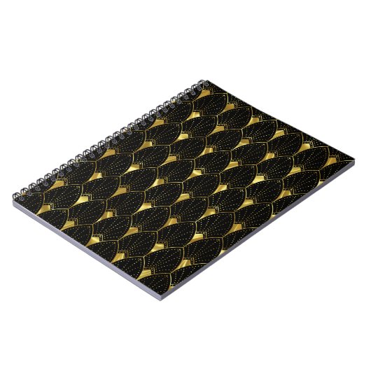 Gold- en Black Art Deco-patroon Notitieboek (Linkerzijde)