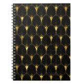 Gold- en Black Art Deco-patroon Notitieboek (Voorkant)