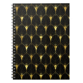 Gold- en Black Art Deco-patroon Notitieboek