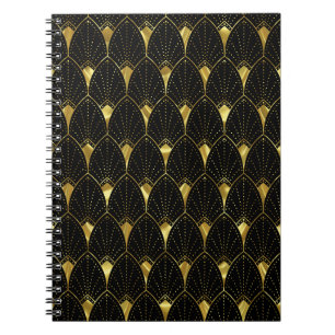 Gold- en Black Art Deco-patroon Notitieboek